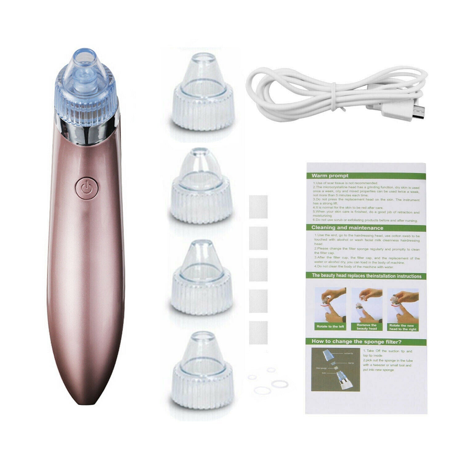 Electric Blackhead Vacuum Pore Cleaner Acne Pimple Remover Strong Suct